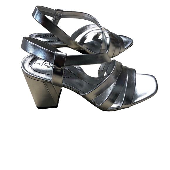 Lifestride SoftSystem Broadway Slingback Block heel Silver Size 7.5 - Picture 3 of 7